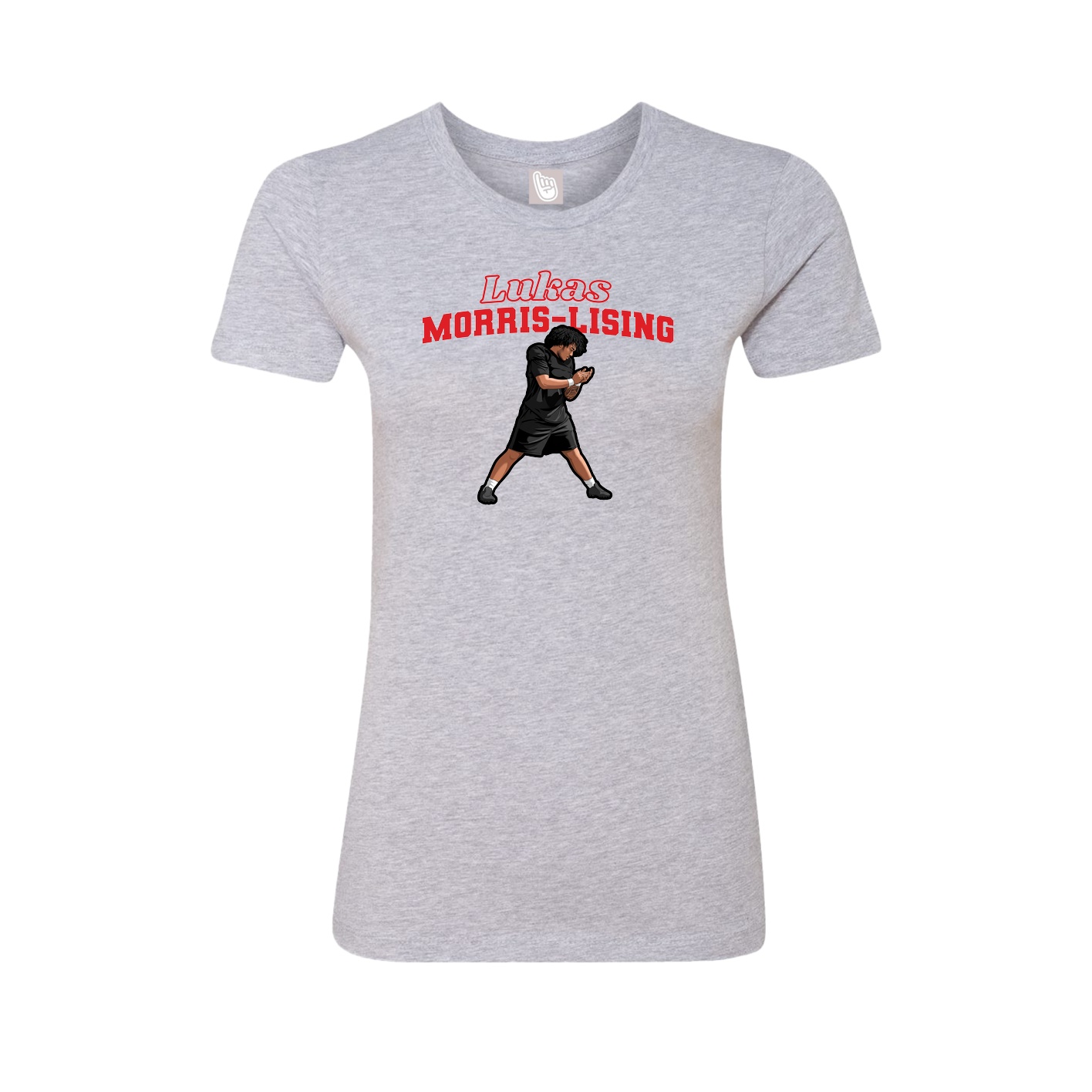 Fitted Women's Tee — Name Arch in Grey