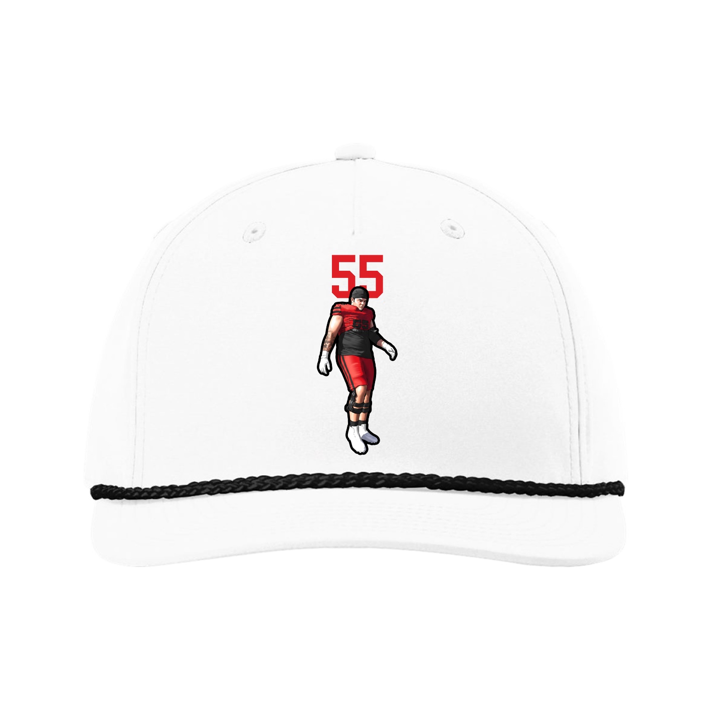 Five-Panel Classic Rope Cap — Number Top in White