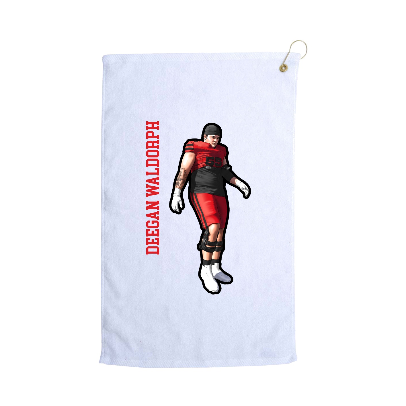 Golf Towel — Name Vertical in White