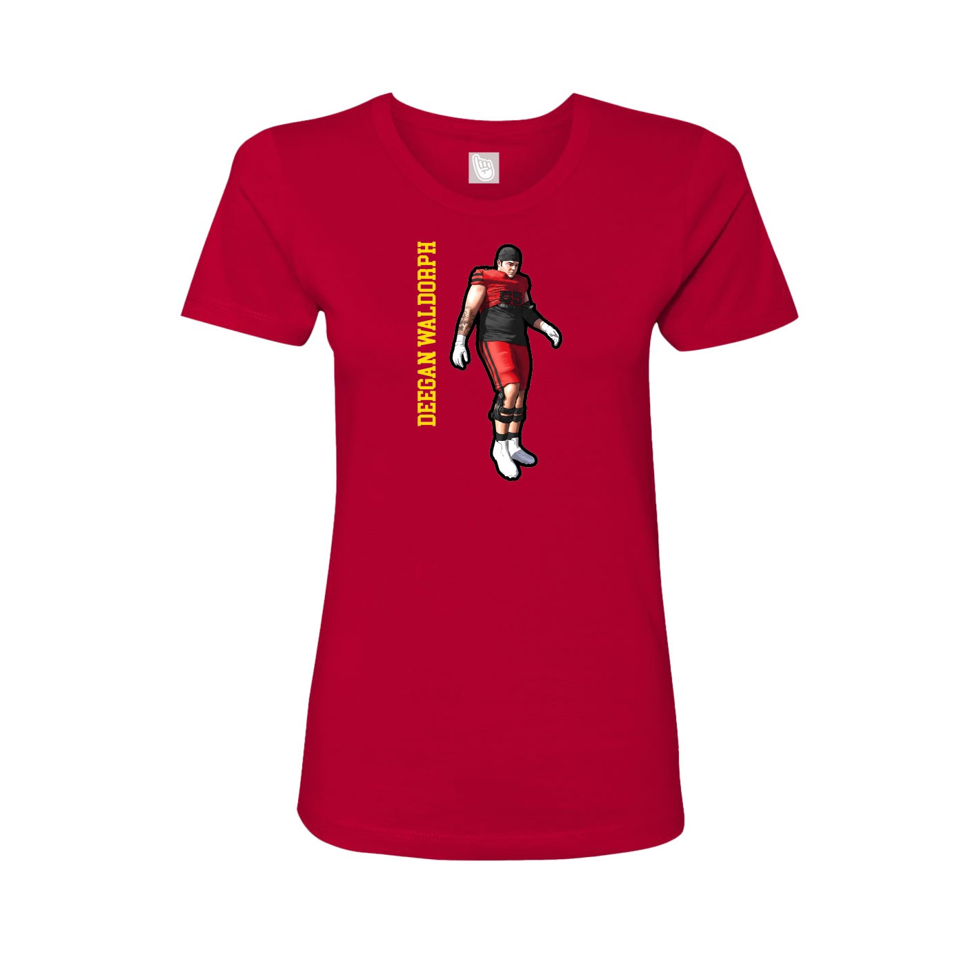 Fitted Women's Tee — Name Vertical in Red