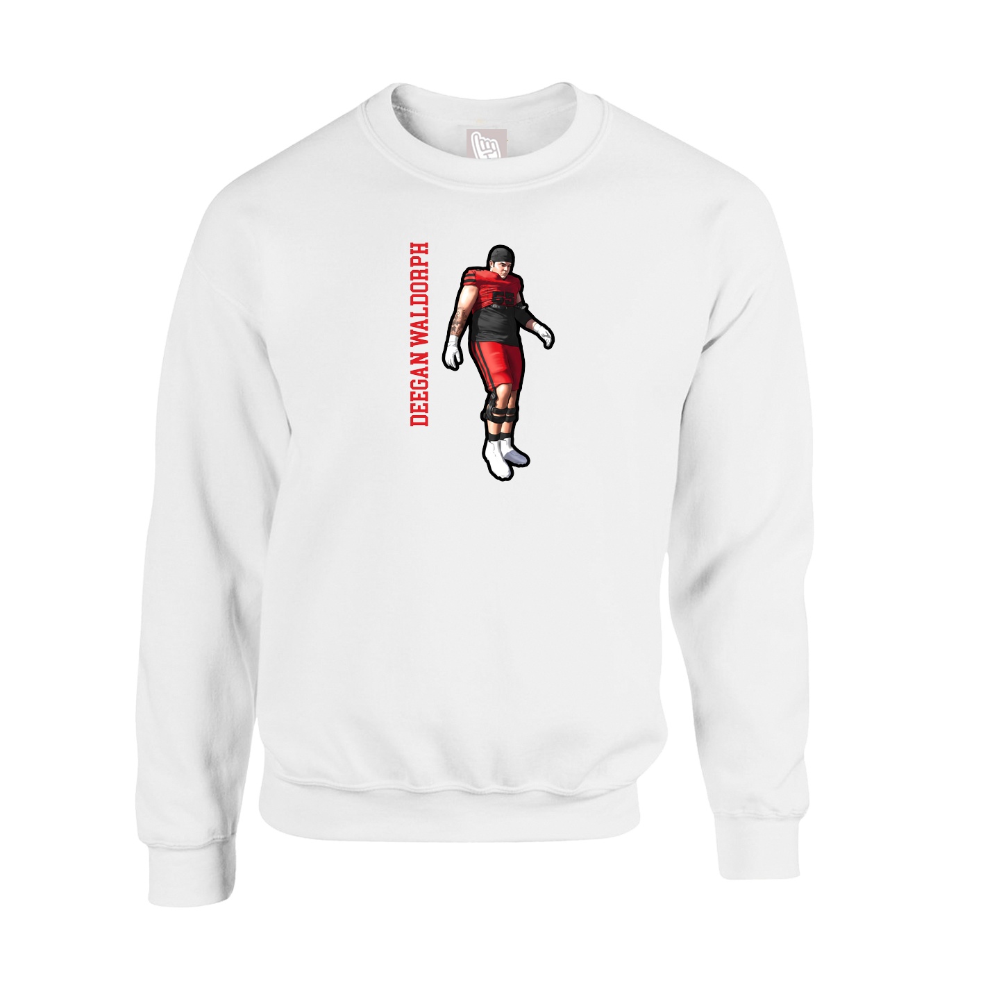 Fleece Crew — Name Vertical in White