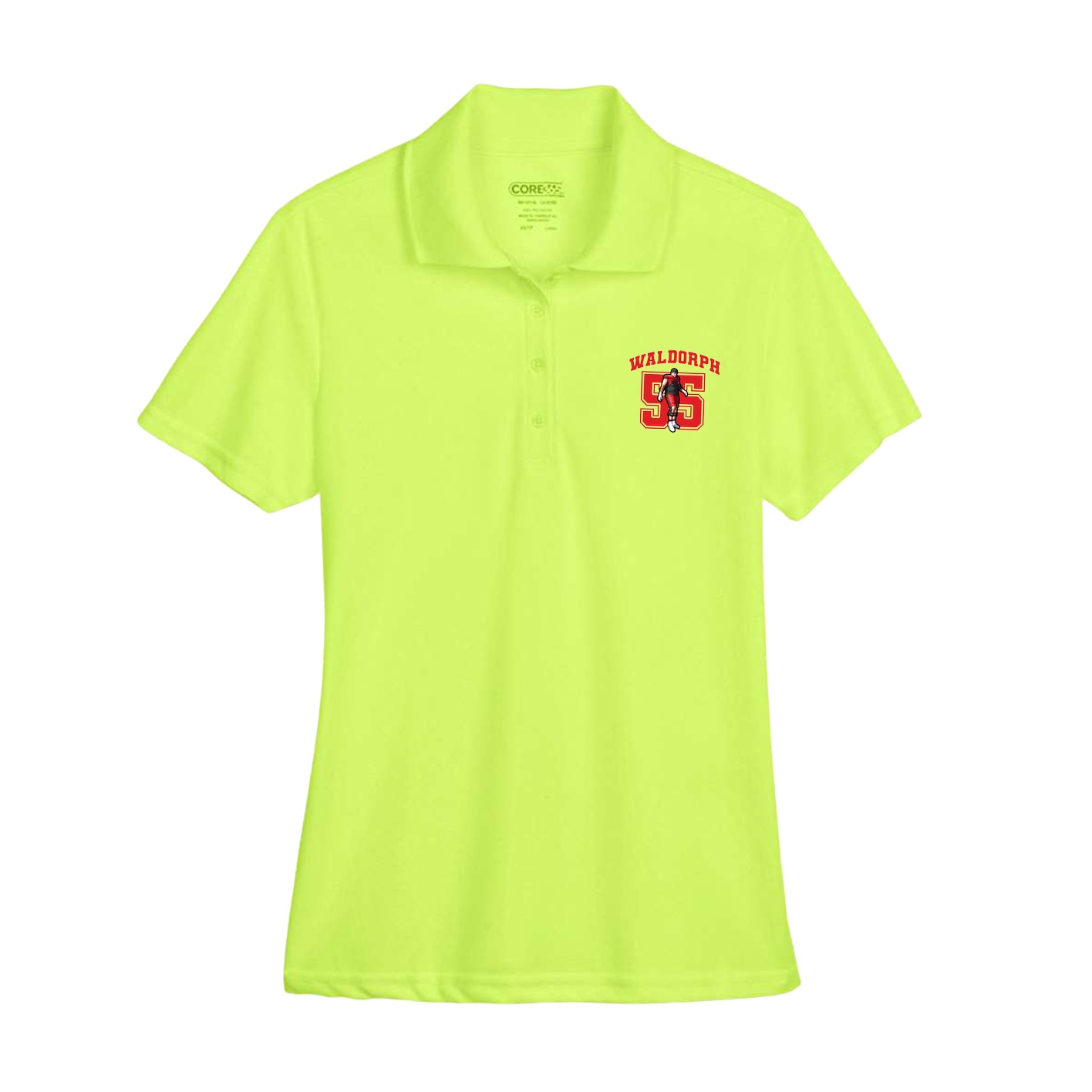Womens Performance Polo — Number in Yellow