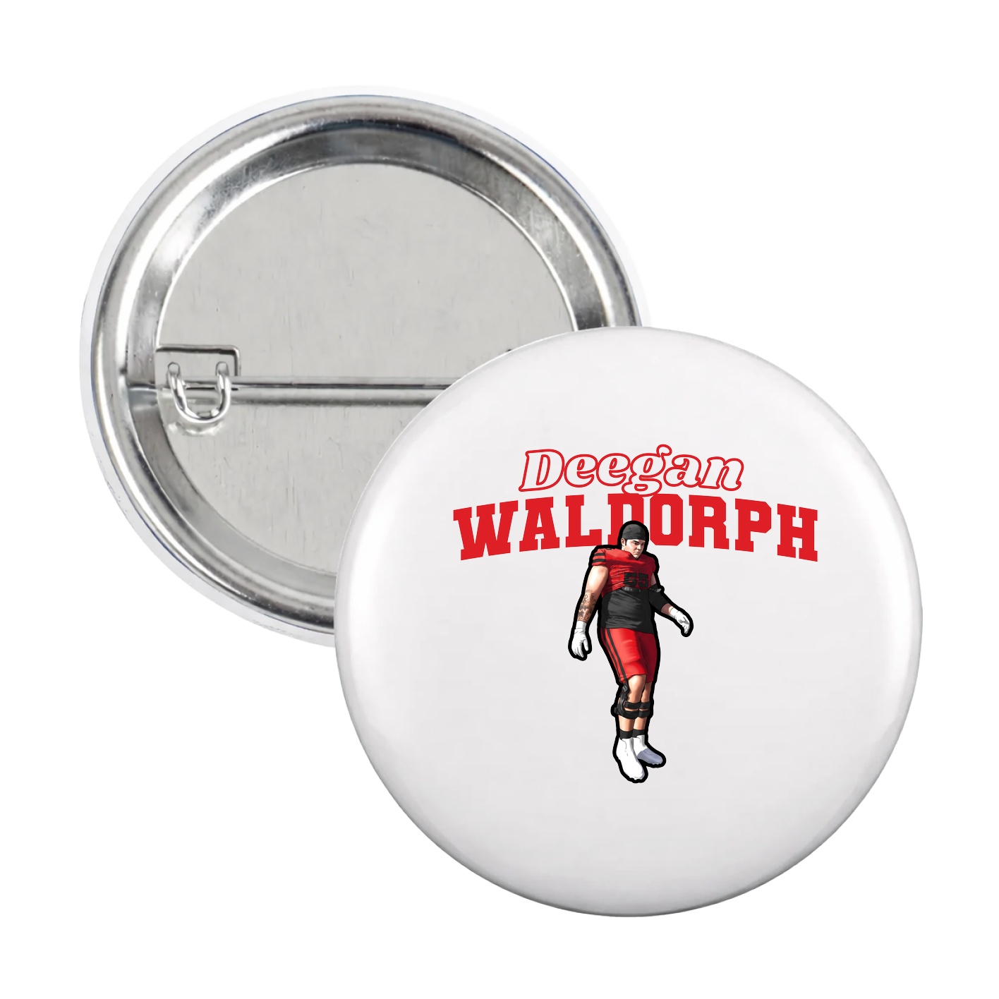 Game Day Button — Name Arch in White
