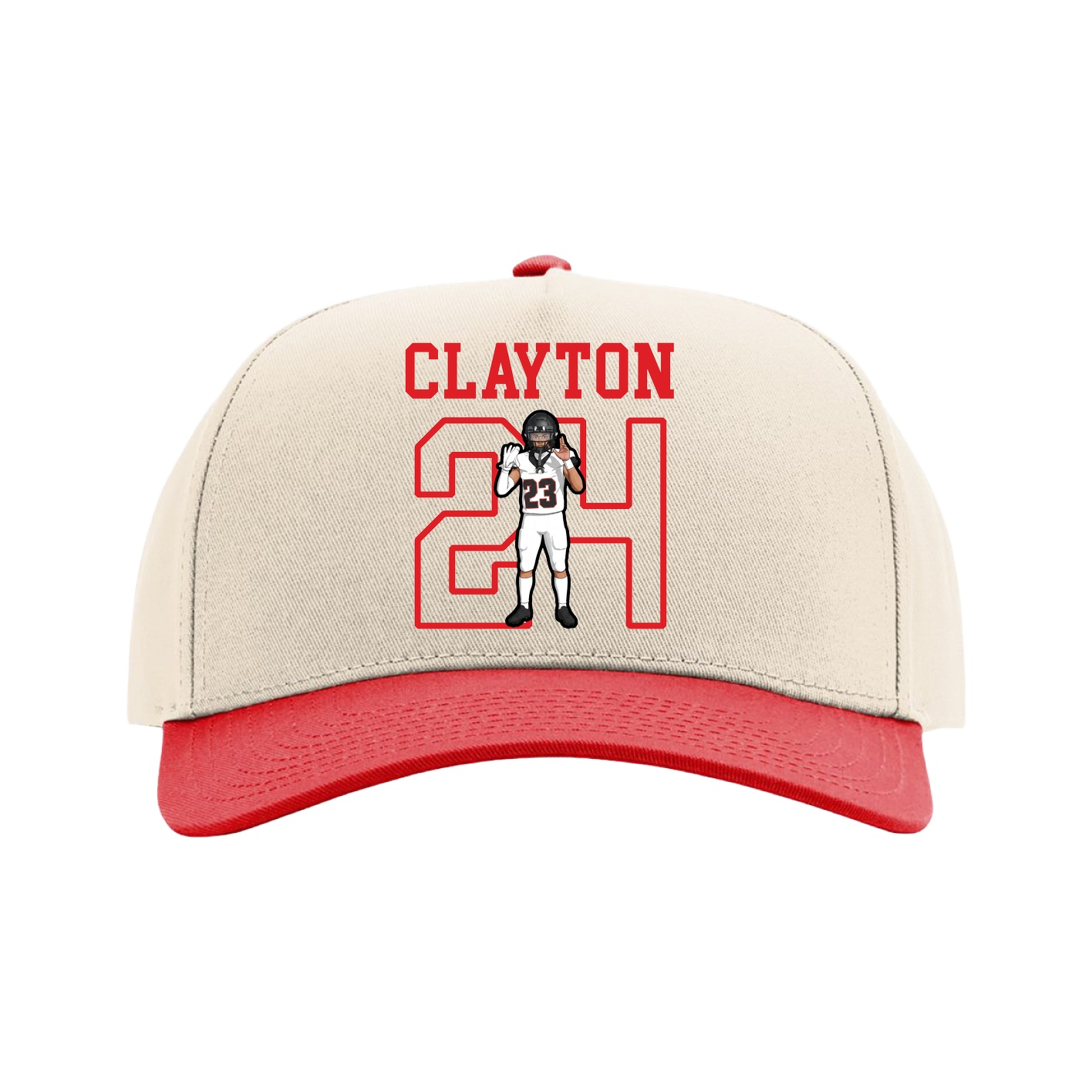 Full Fabric Five-Panel Champ Cap — Shirsey in Cream/Red