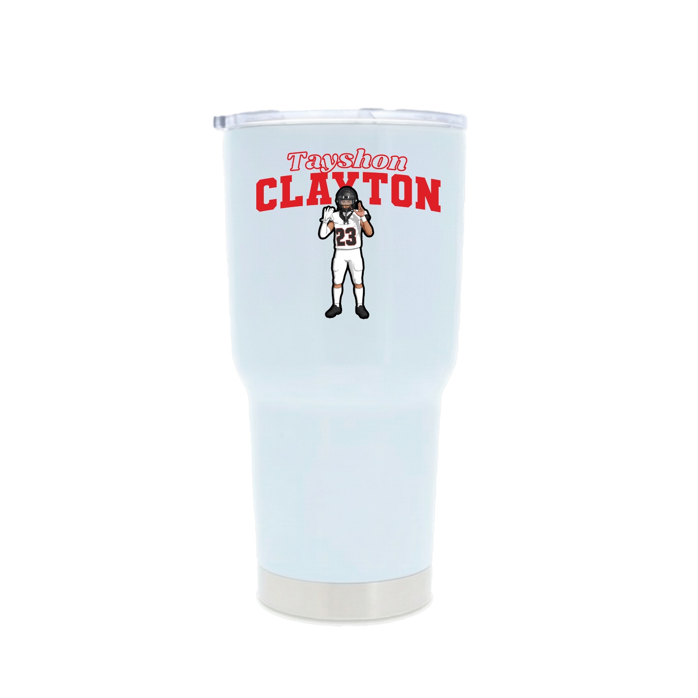 30oz Stainless Steel Tumbler — Name Arch in White