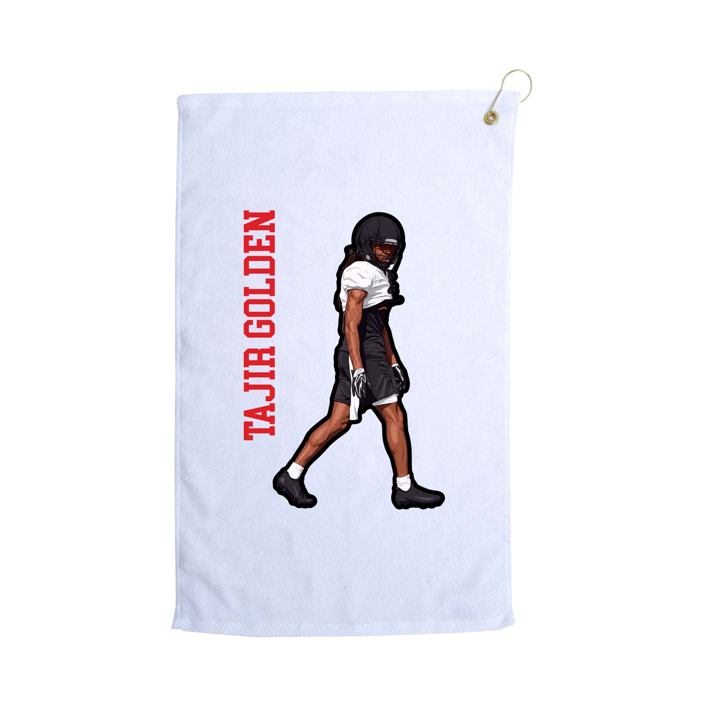 Golf Towel — Name Vertical in White
