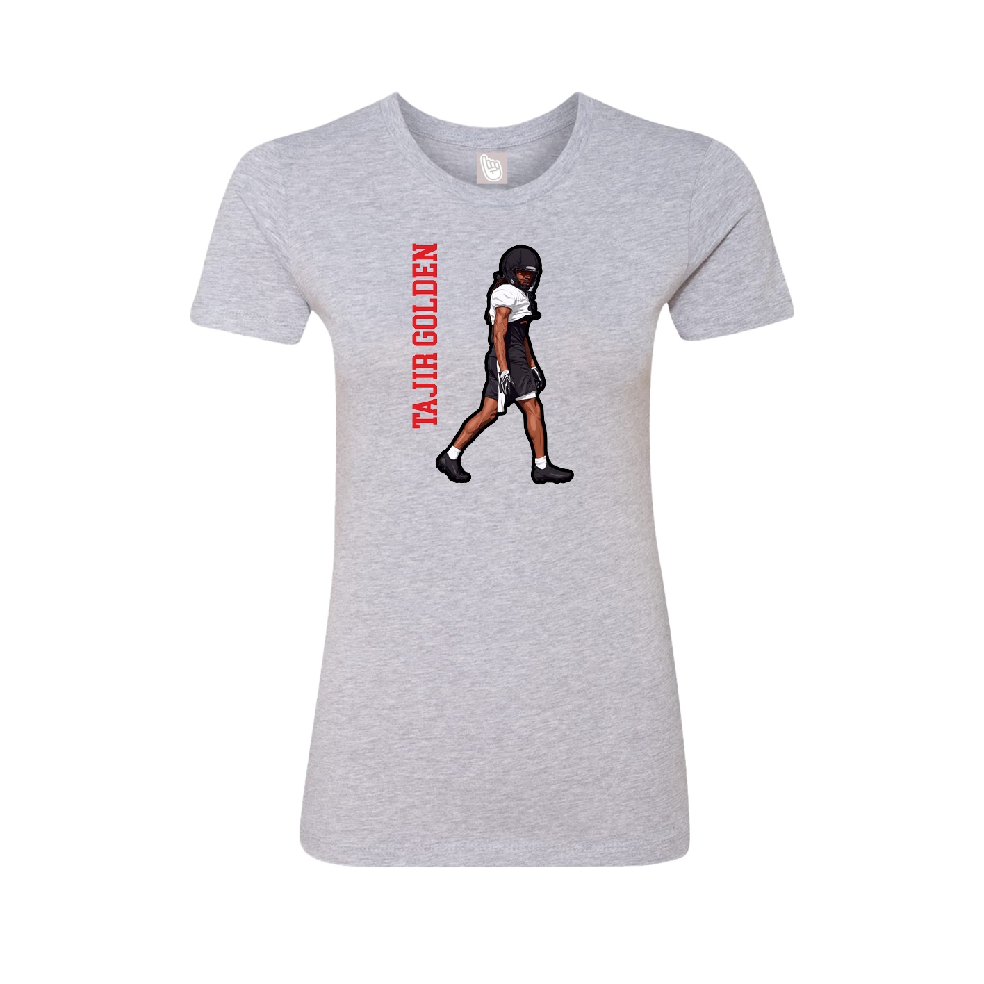 Fitted Women's Tee — Name Vertical in Grey