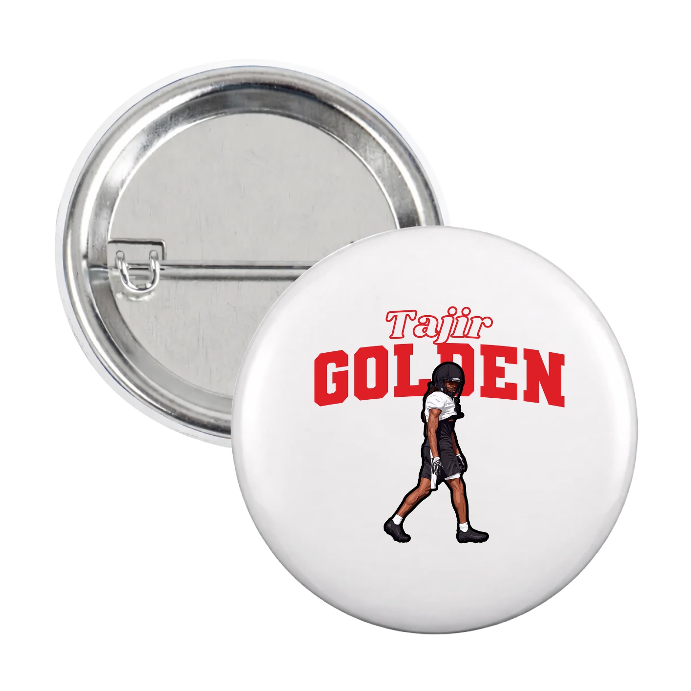 Game Day Button — Name Arch in White