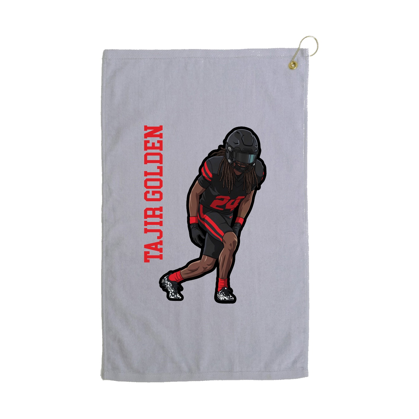 Golf Towel — Name Vertical in Grey