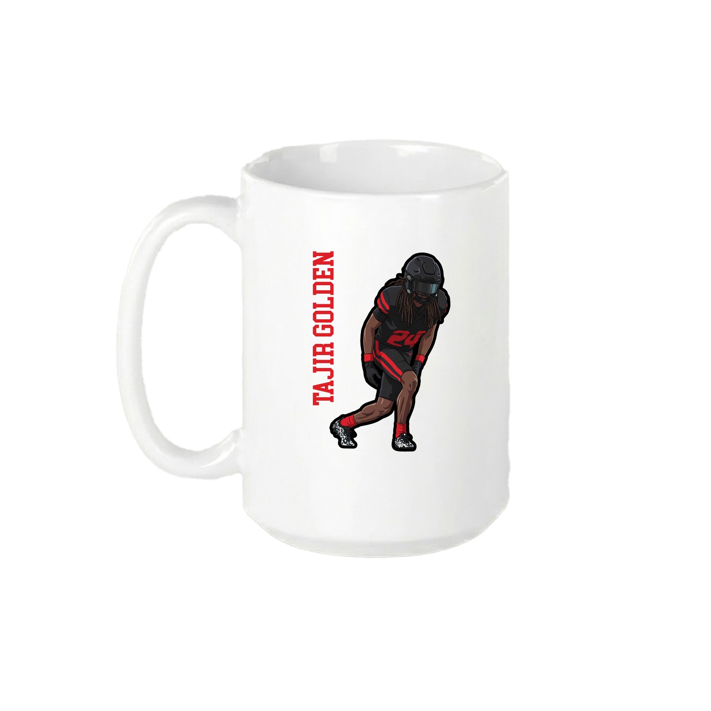 15oz Coffee Mug — Name Vertical in White