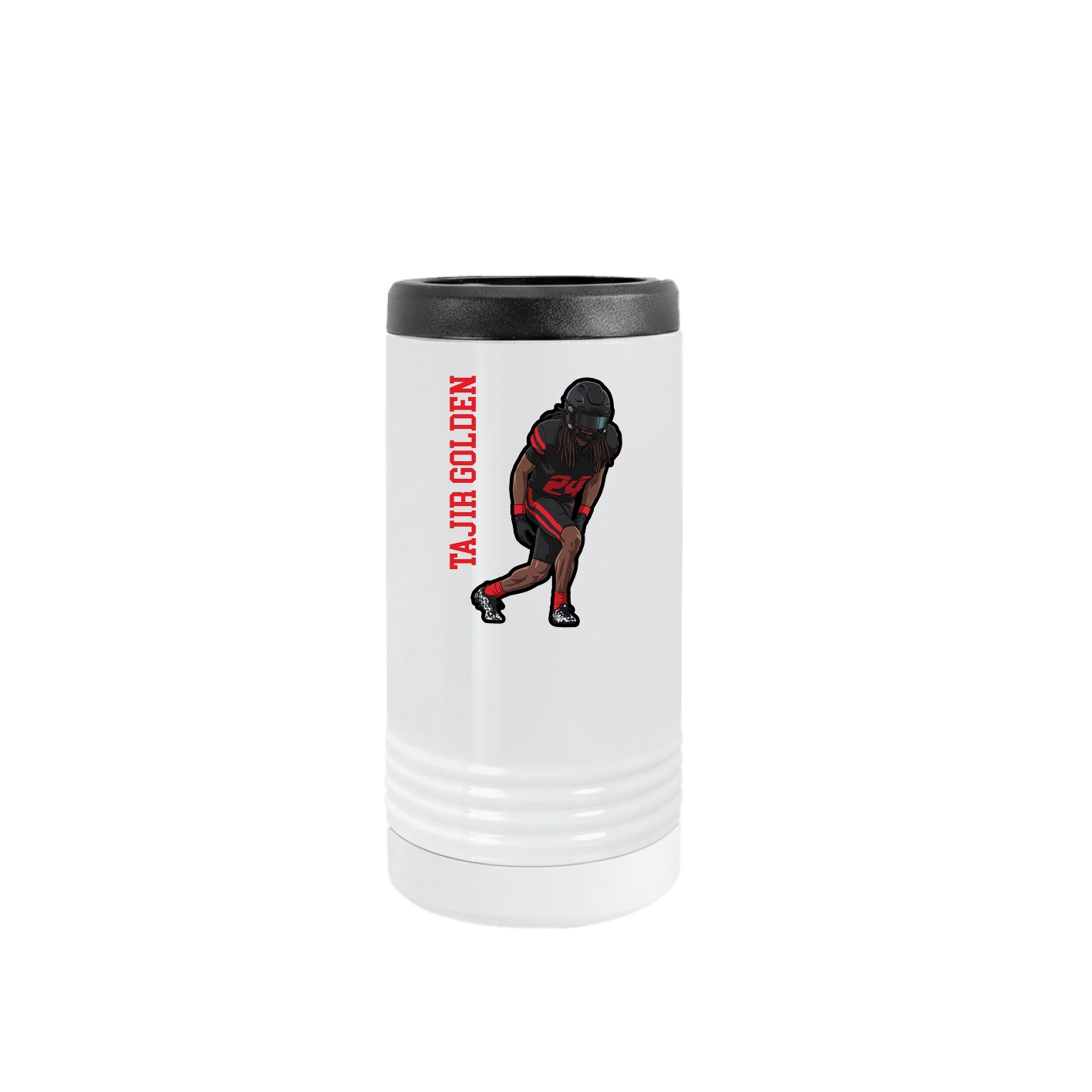 Slim Beverage Holder — Name Vertical in White