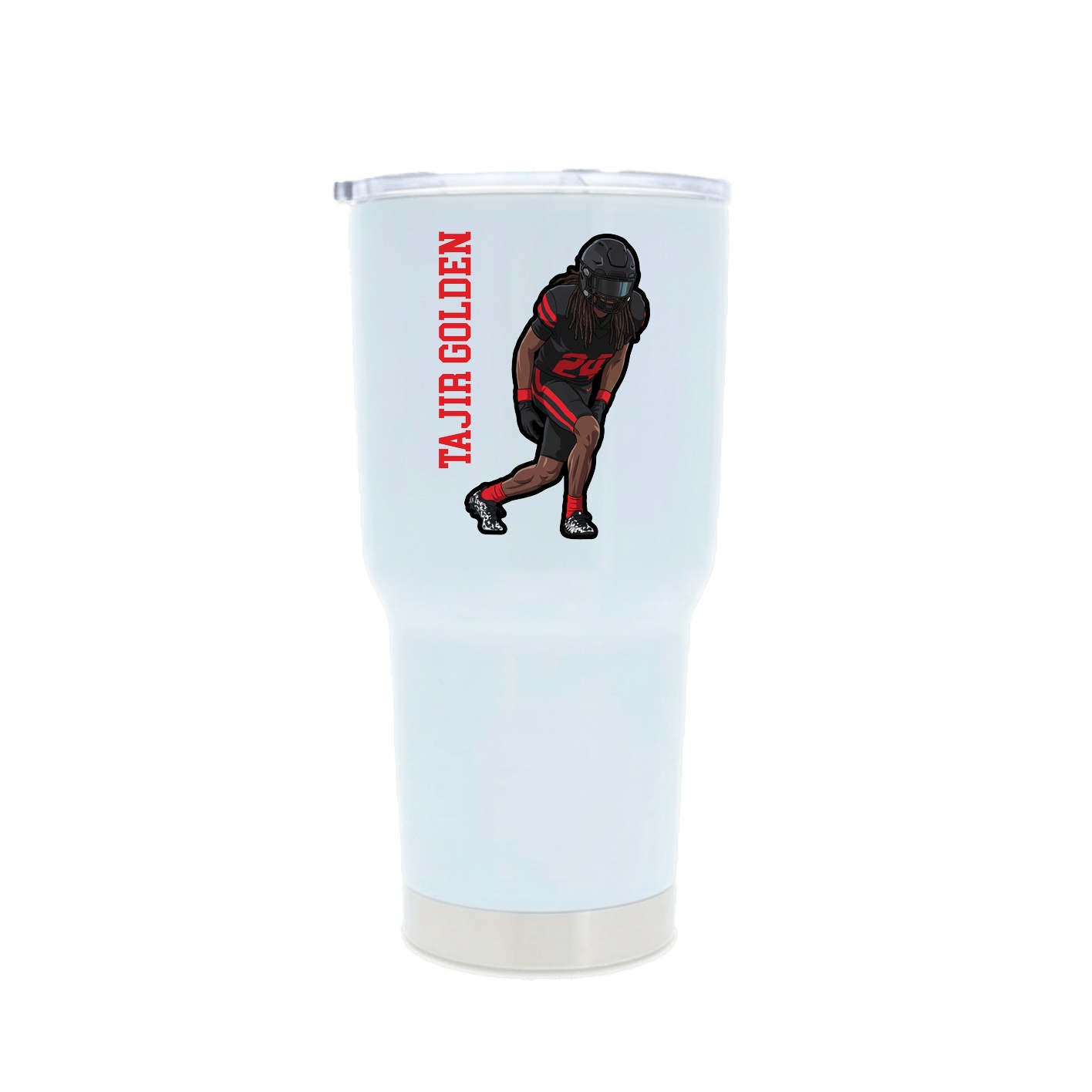 30oz Stainless Steel Tumbler — Name Vertical in White