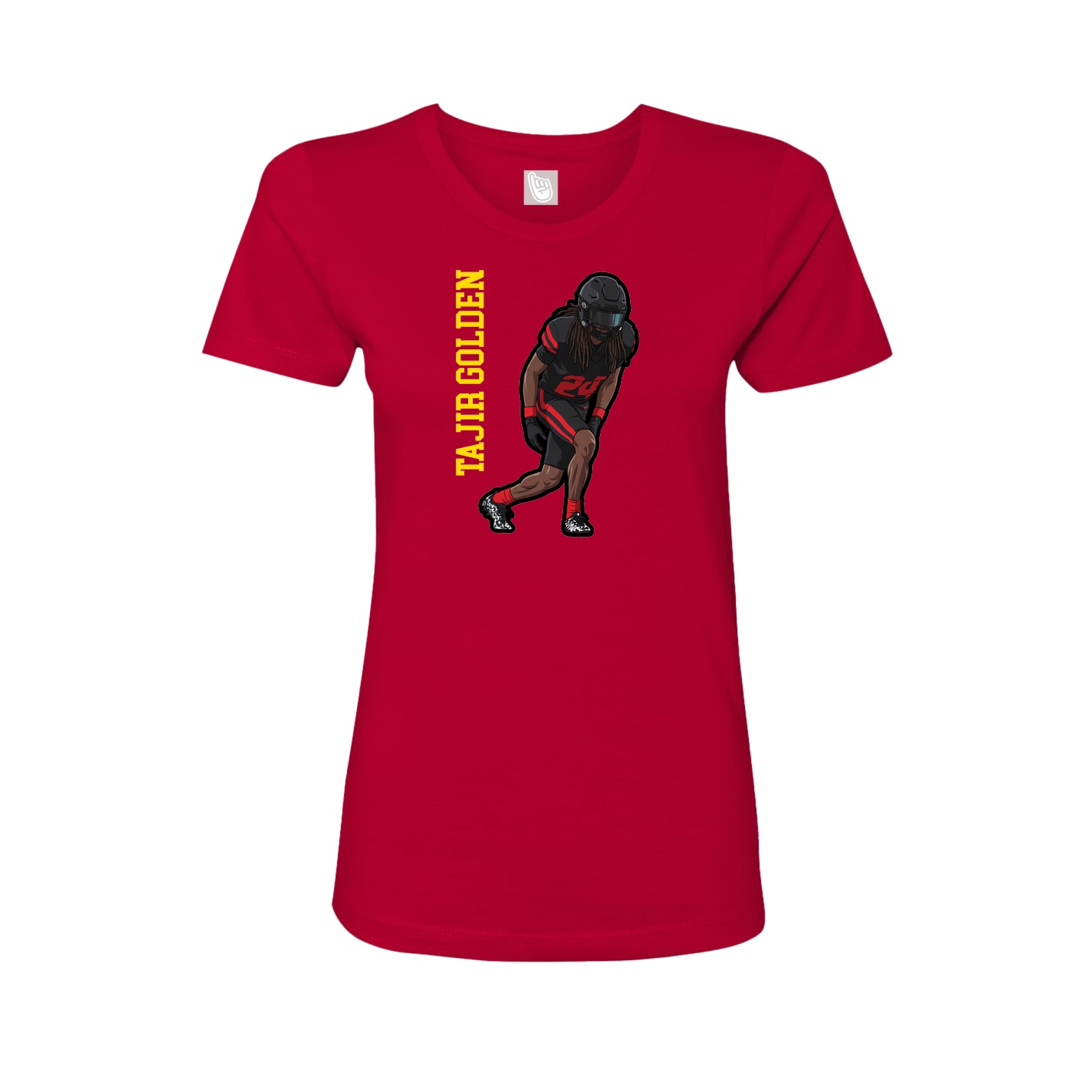 Fitted Women's Tee — Name Vertical in Red