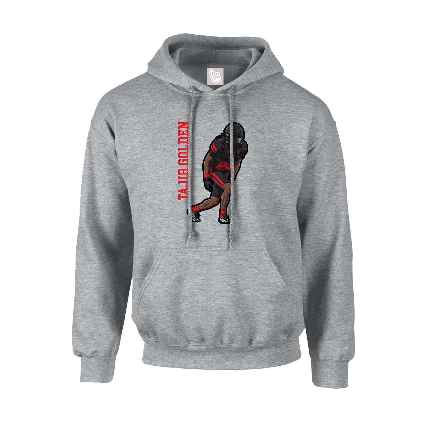 Youth Hoodie — Name Vertical in Grey