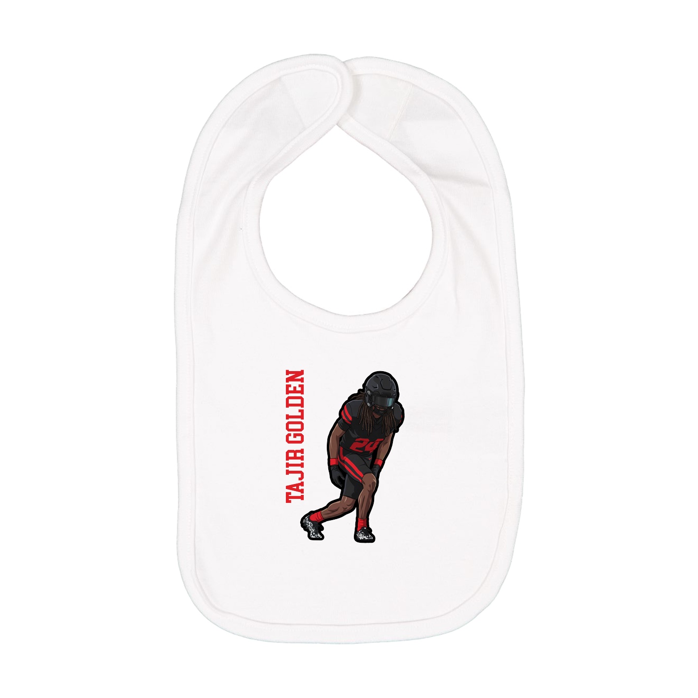 Infant Bib — Name Vertical in White