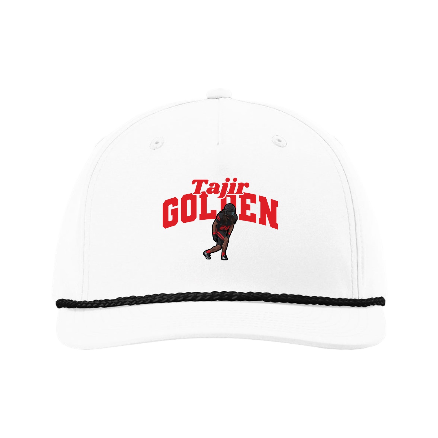 Five-Panel Classic Rope Cap — Signature Arch in White