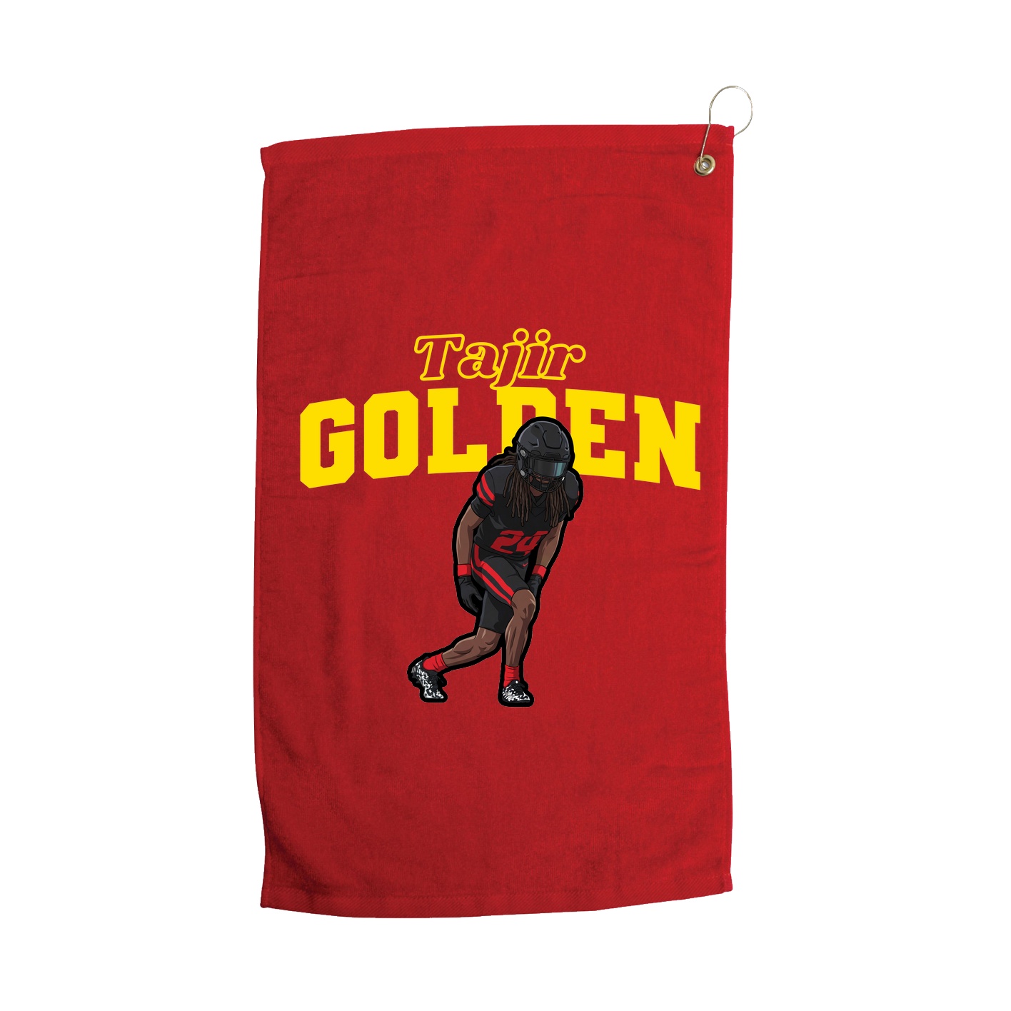Golf Towel — Name Arch in Red