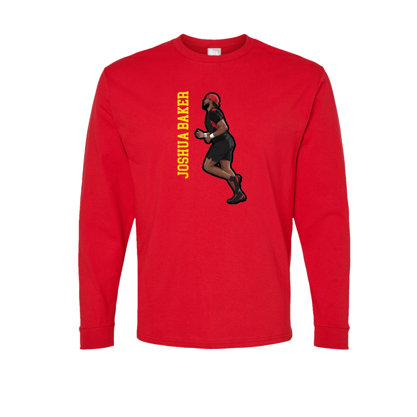 Long Sleeve Tee — Name Vertical in Red