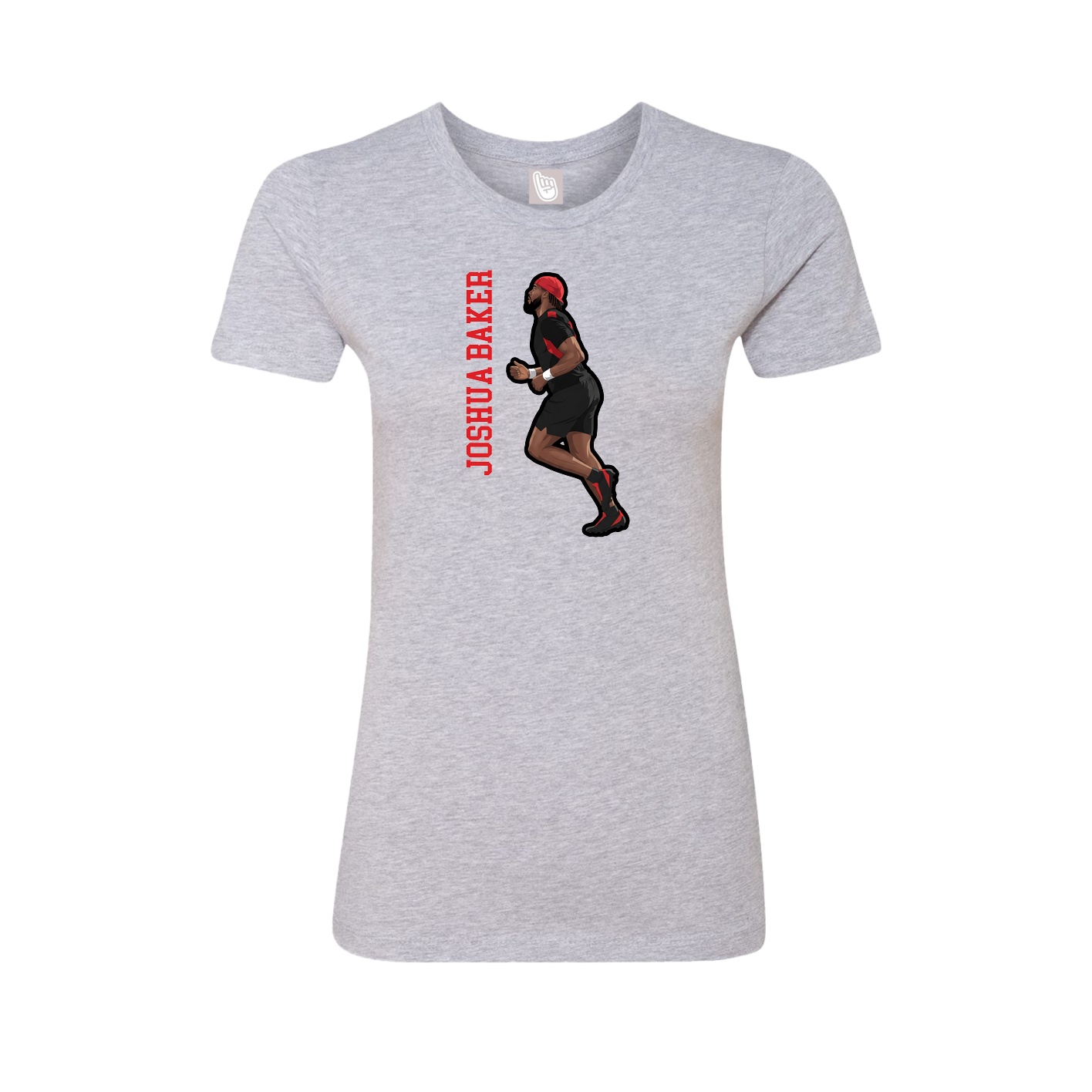 Fitted Women's Tee — Name Vertical in Grey