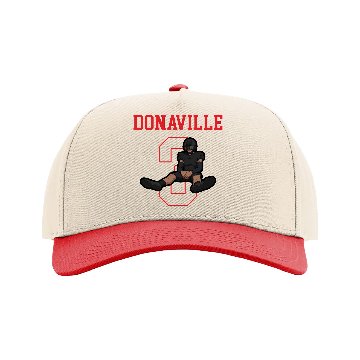 Full Fabric Five-Panel Champ Cap — Shirsey in Cream/Red
