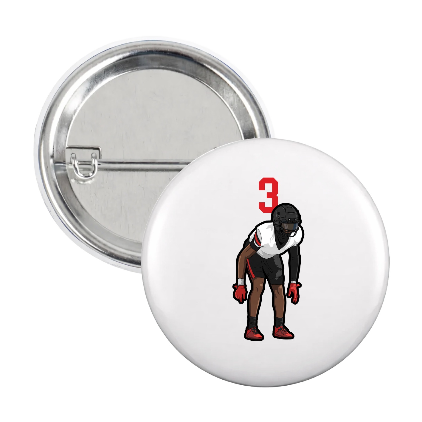 Game Day Button — Number Top in White