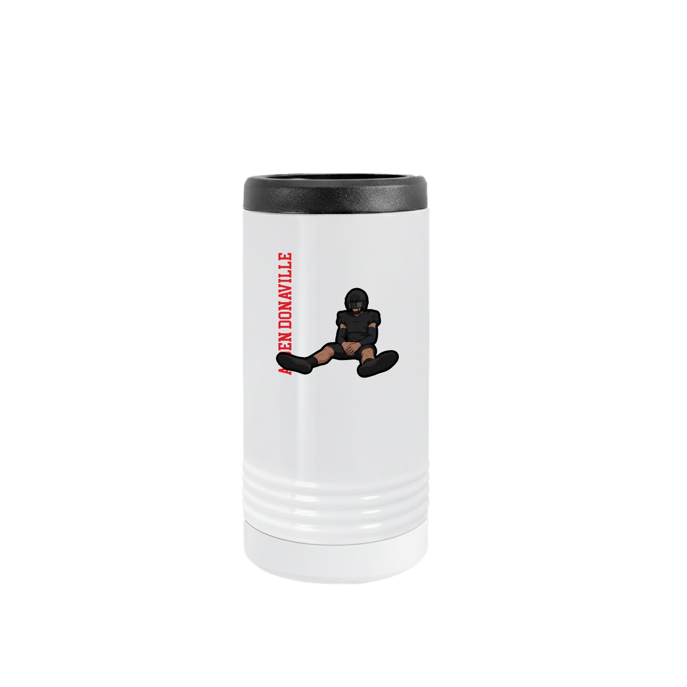 Slim Beverage Holder — Name Vertical in White