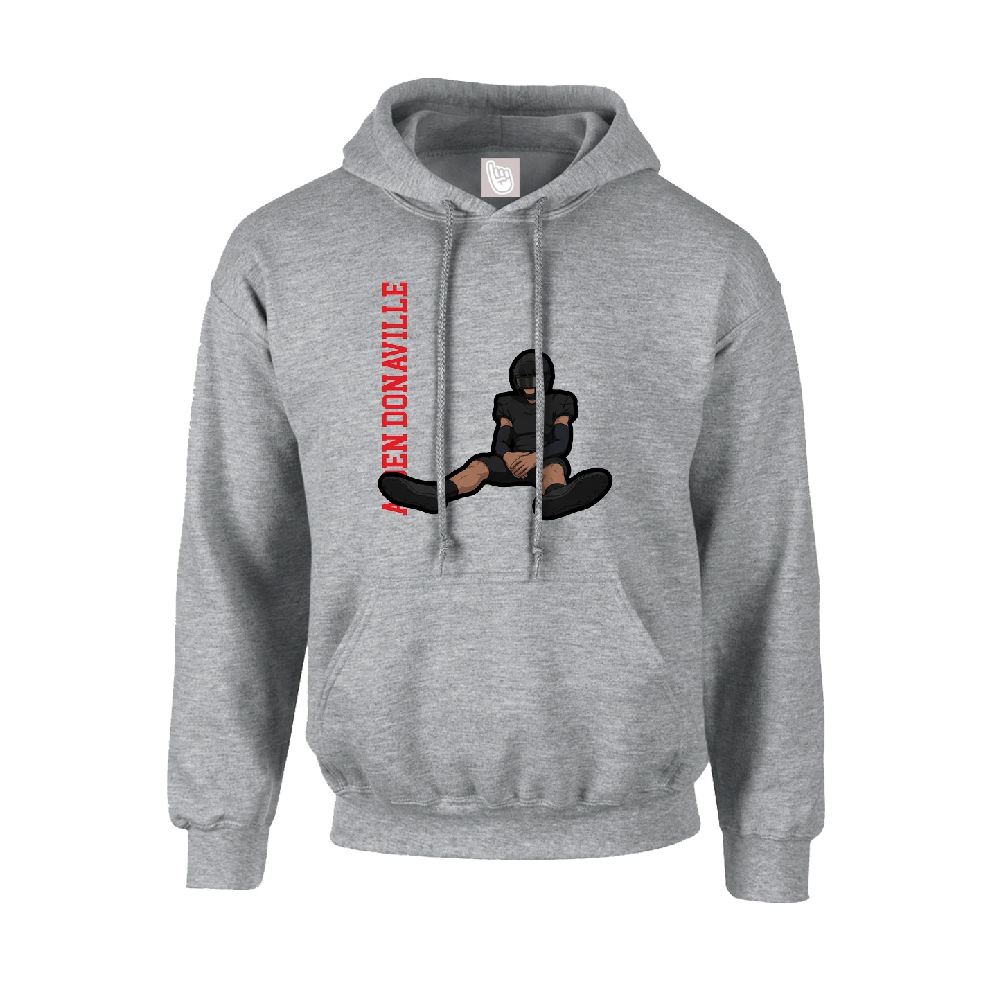 Youth Hoodie — Name Vertical in Grey
