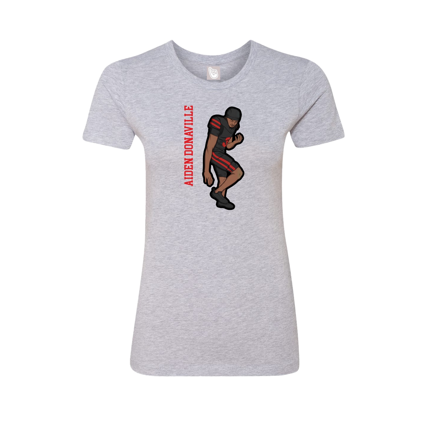 Fitted Women's Tee — Name Vertical in Grey
