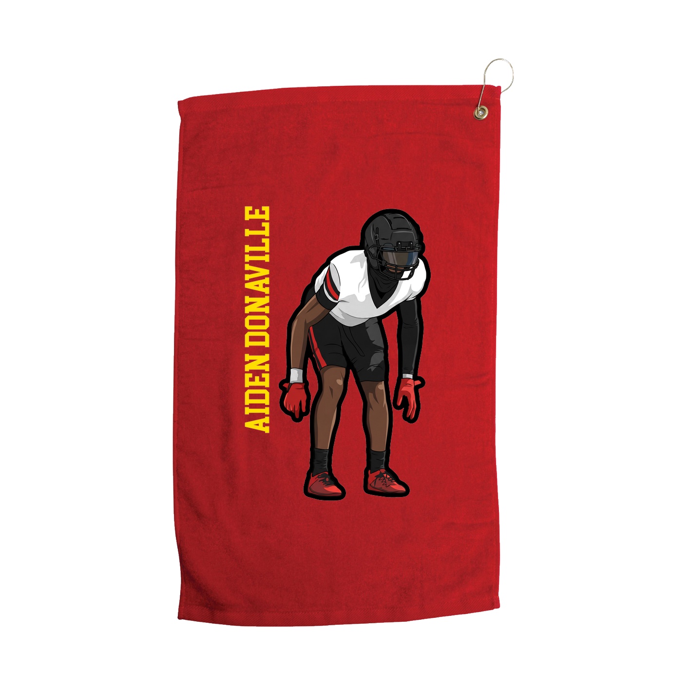 Golf Towel — Name Vertical in Red