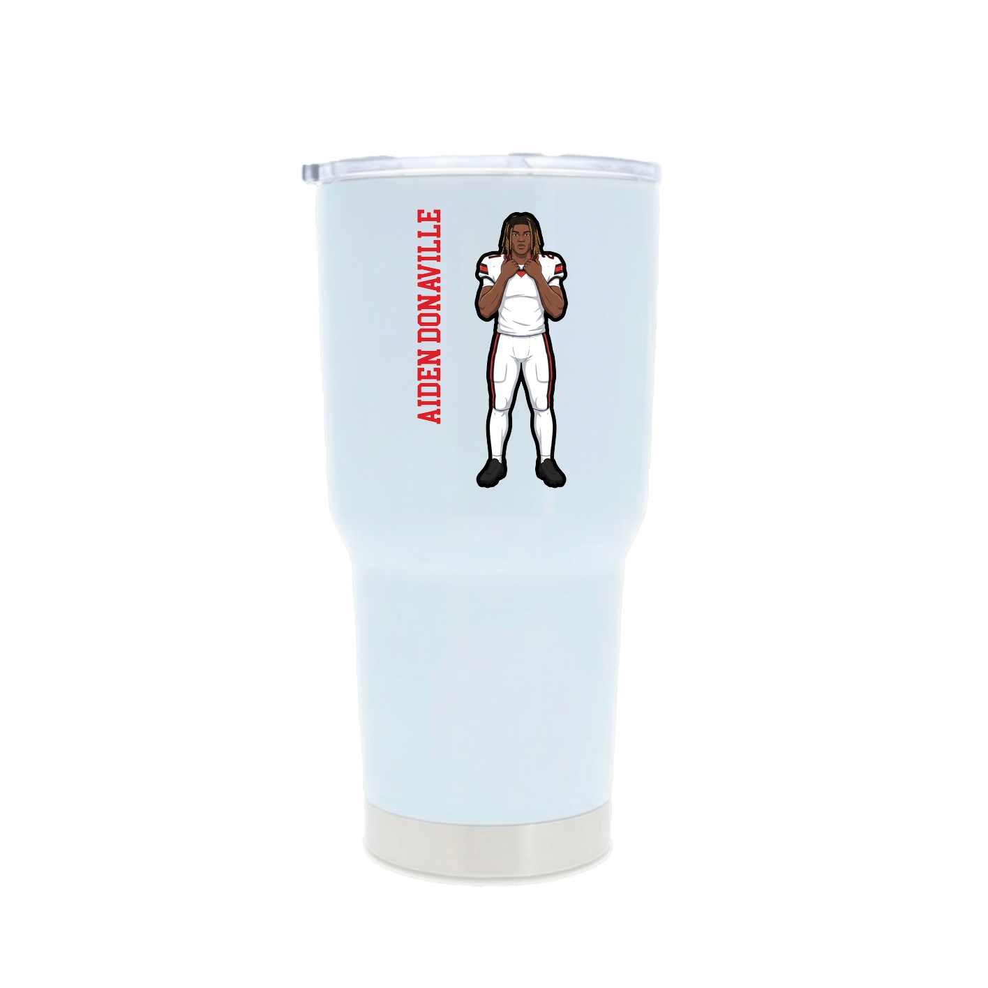 30oz Stainless Steel Tumbler — Name Vertical in White