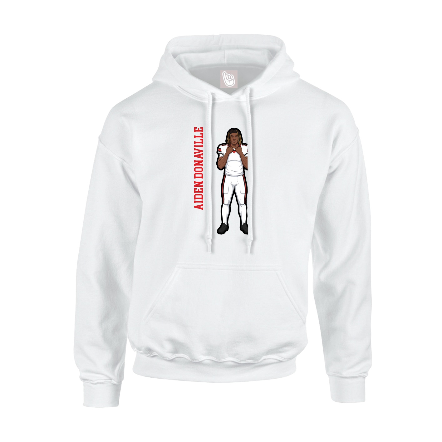Youth Hoodie — Name Vertical in White