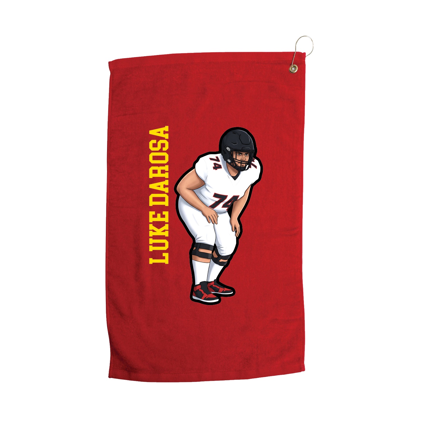 Golf Towel — Name Vertical in Red