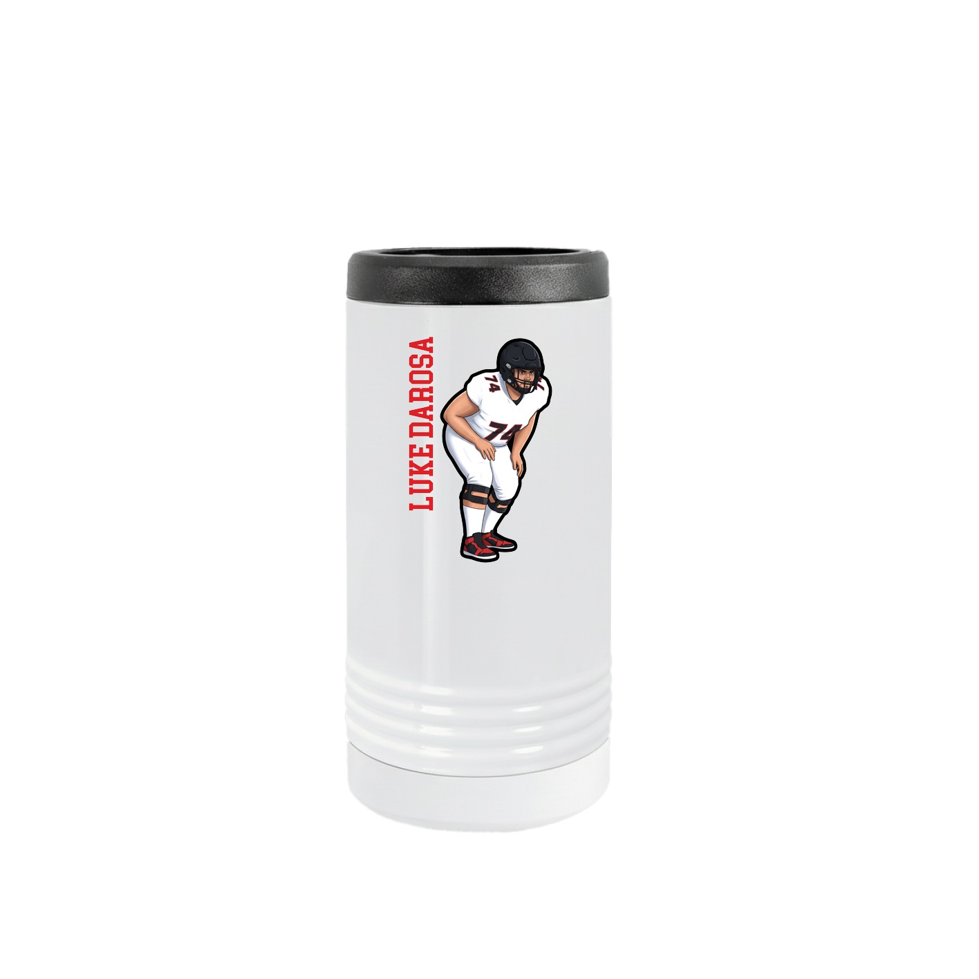 Slim Beverage Holder — Name Vertical in White