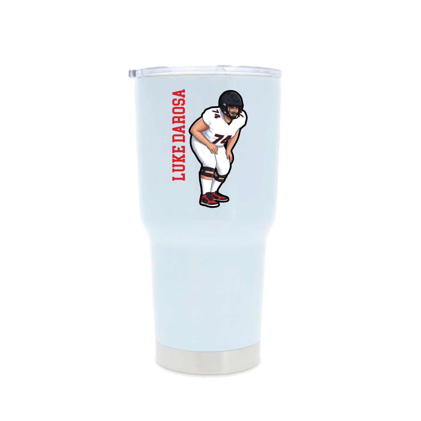 30oz Stainless Steel Tumbler — Name Vertical in White