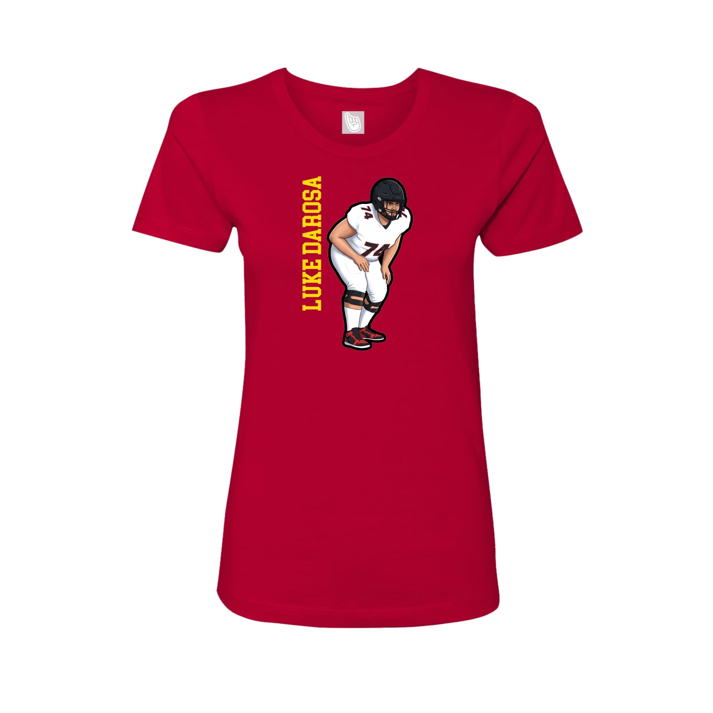 Fitted Women's Tee — Name Vertical in Red