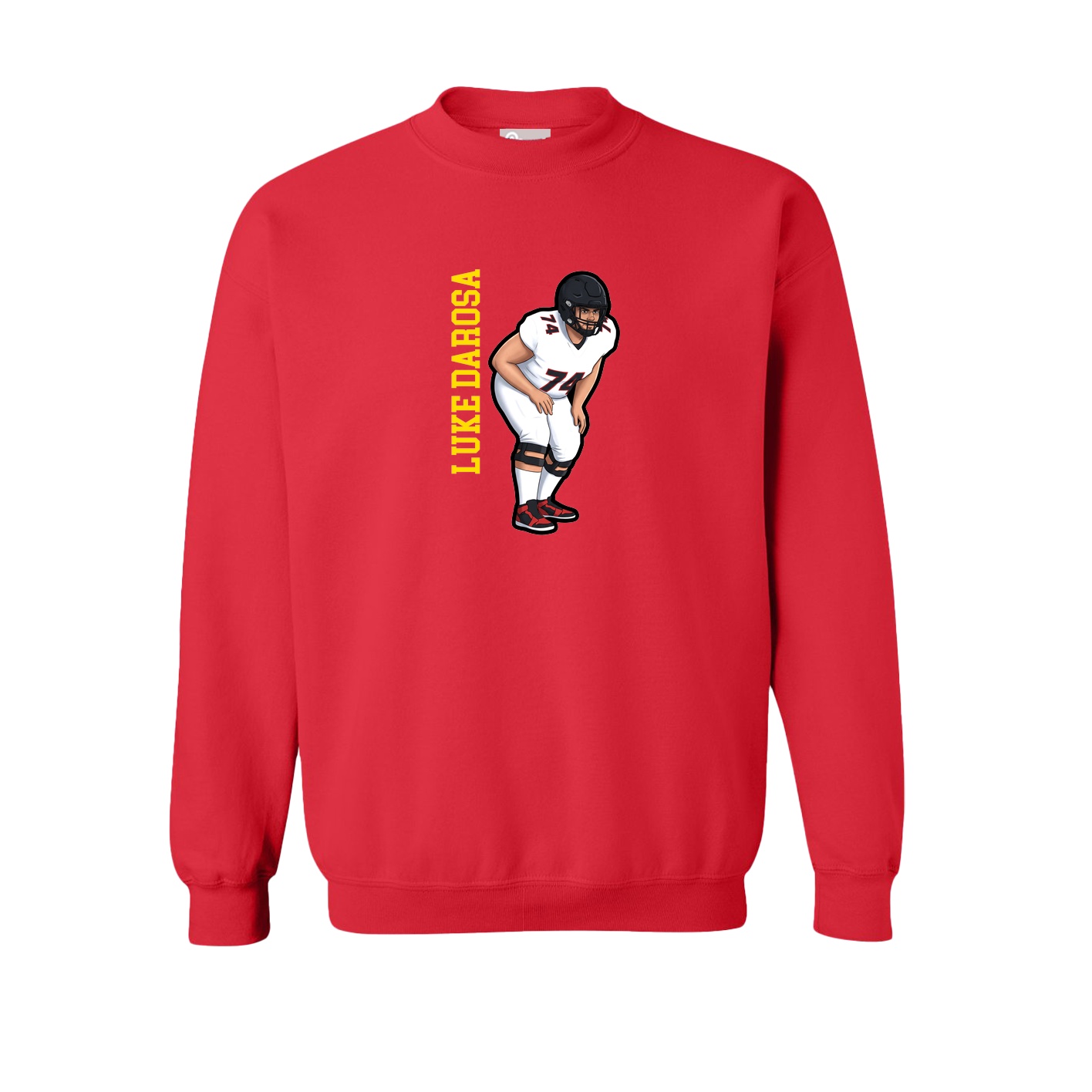 Fleece Crew — Name Vertical in Red