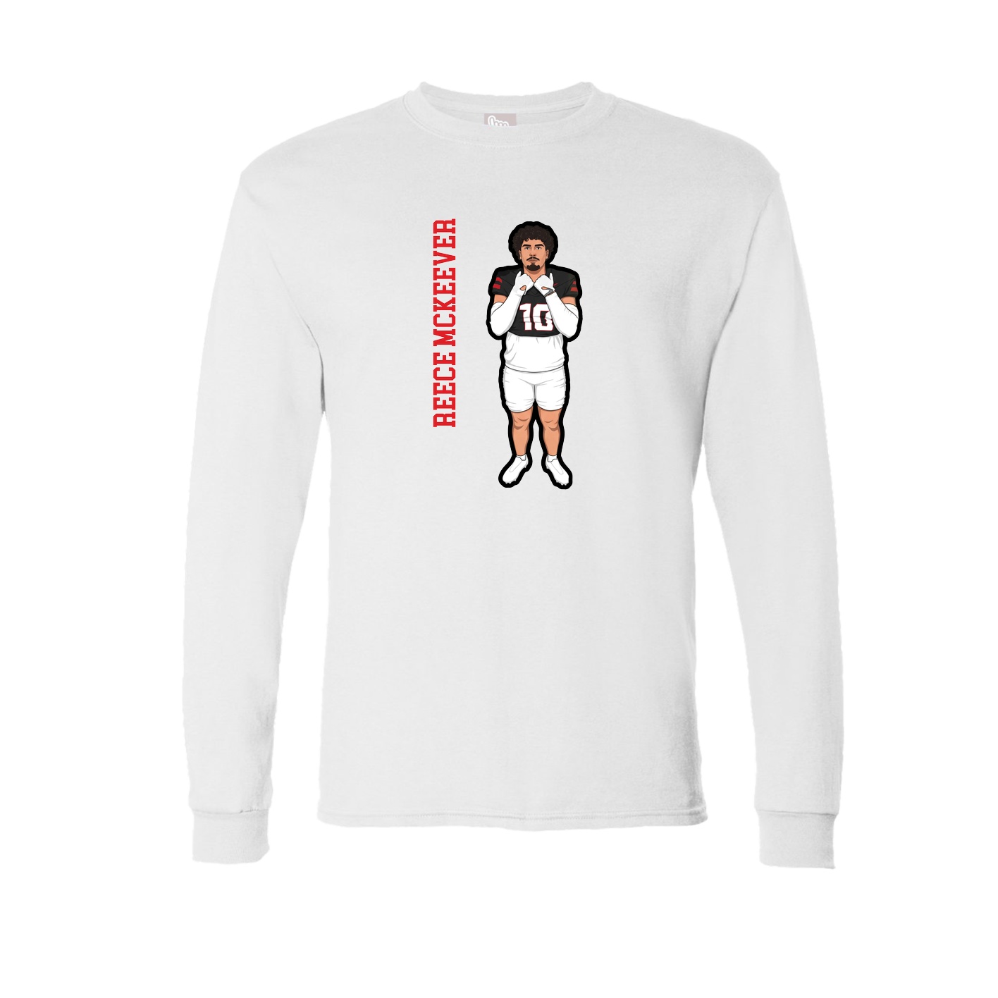 Long Sleeve Tee — Name Vertical in White