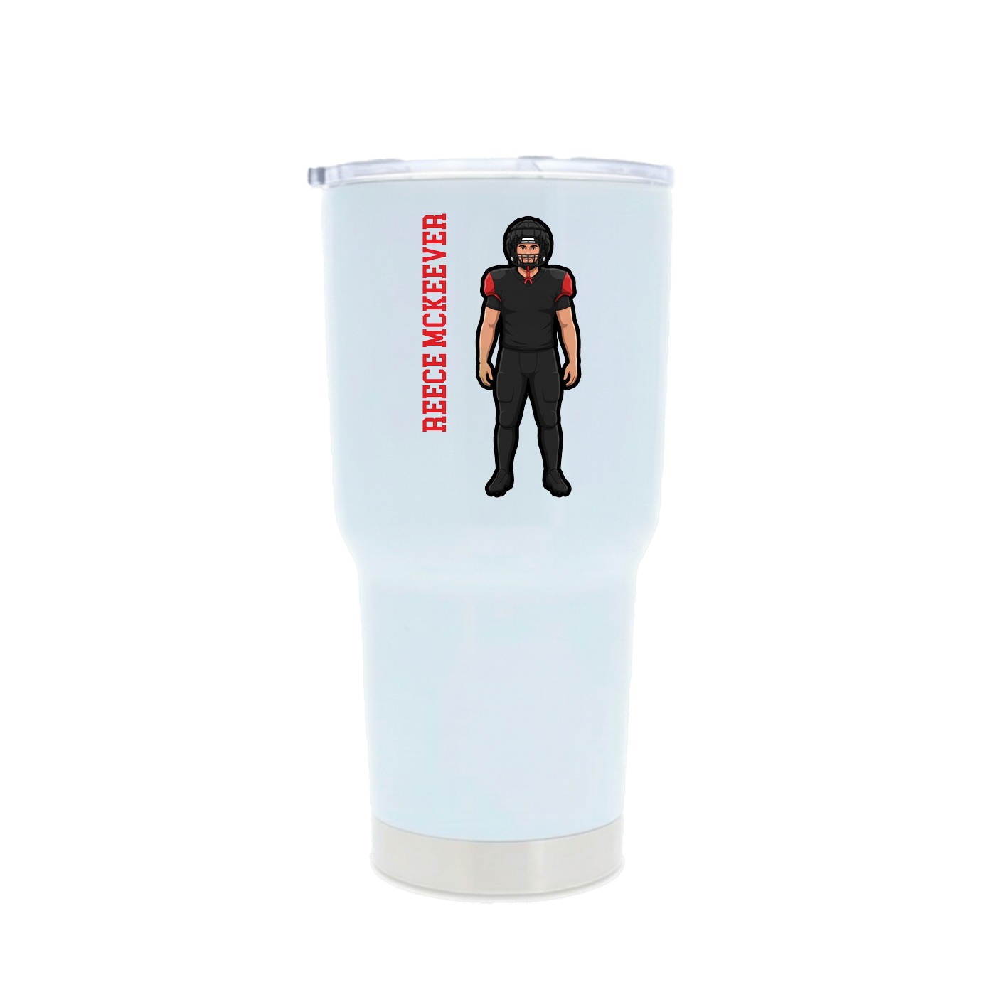 30oz Stainless Steel Tumbler — Name Vertical in White