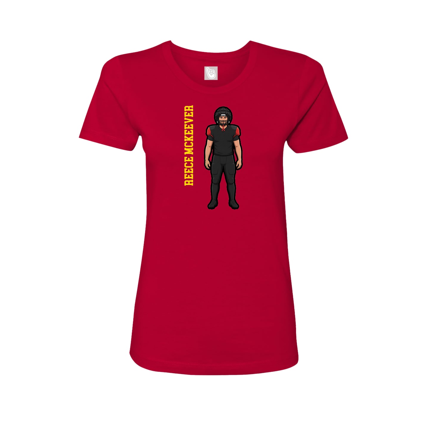 Fitted Women's Tee — Name Vertical in Red