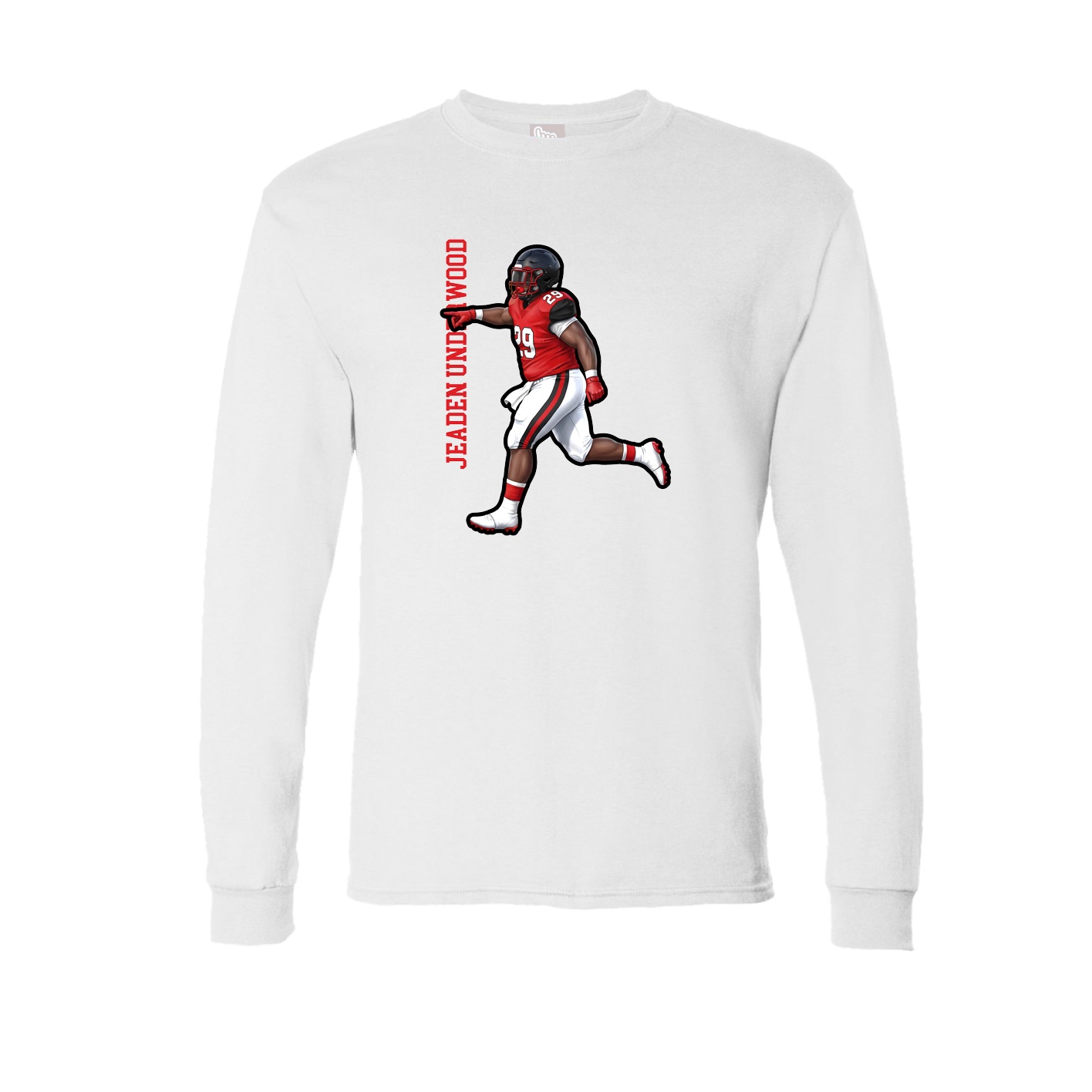 Long Sleeve Tee — Name Vertical in White
