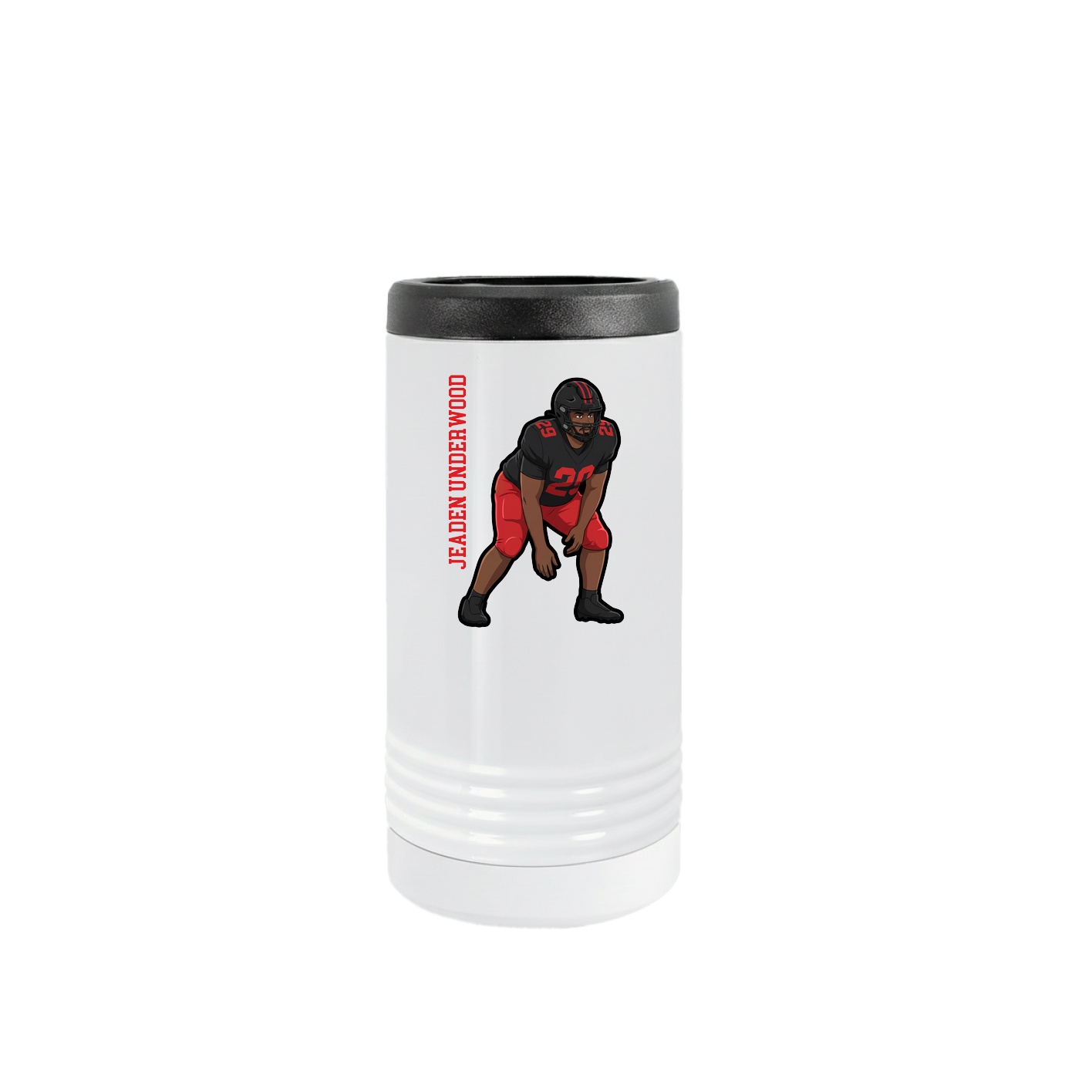 Slim Beverage Holder — Name Vertical in White