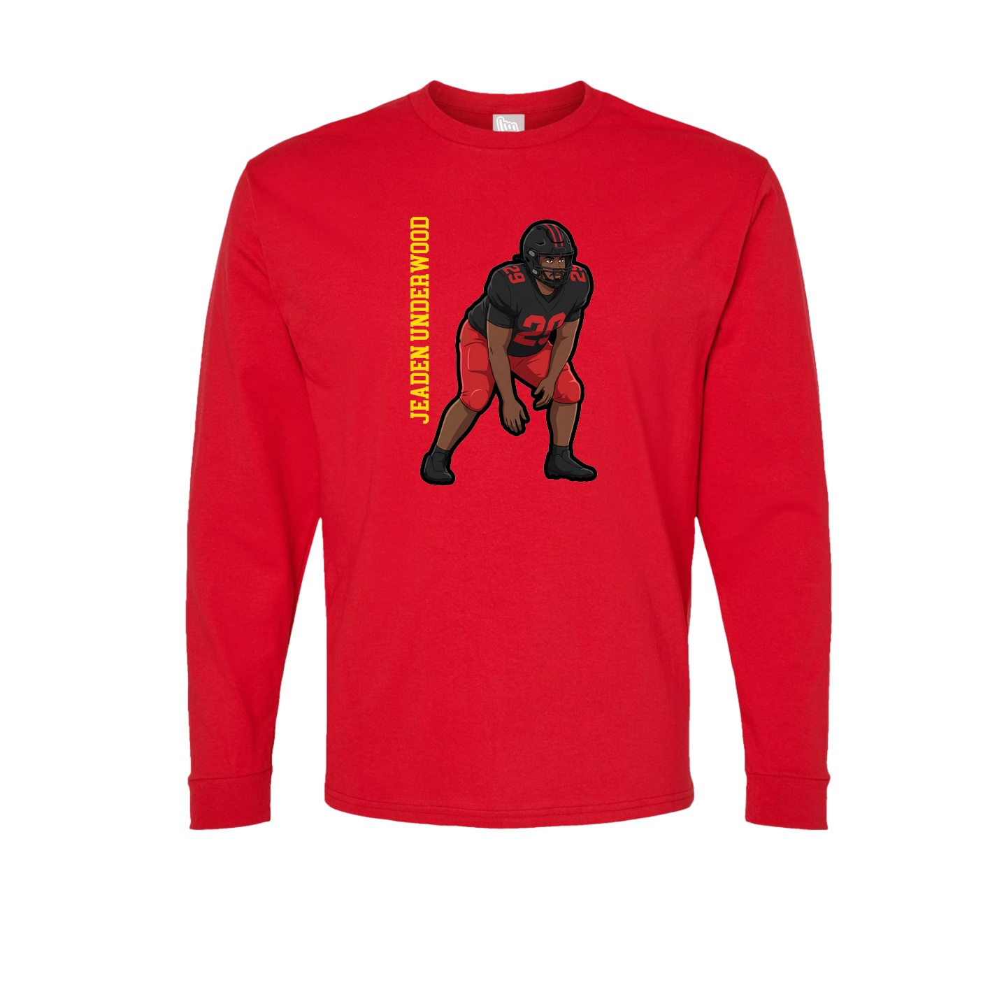 Long Sleeve Tee — Name Vertical in Red