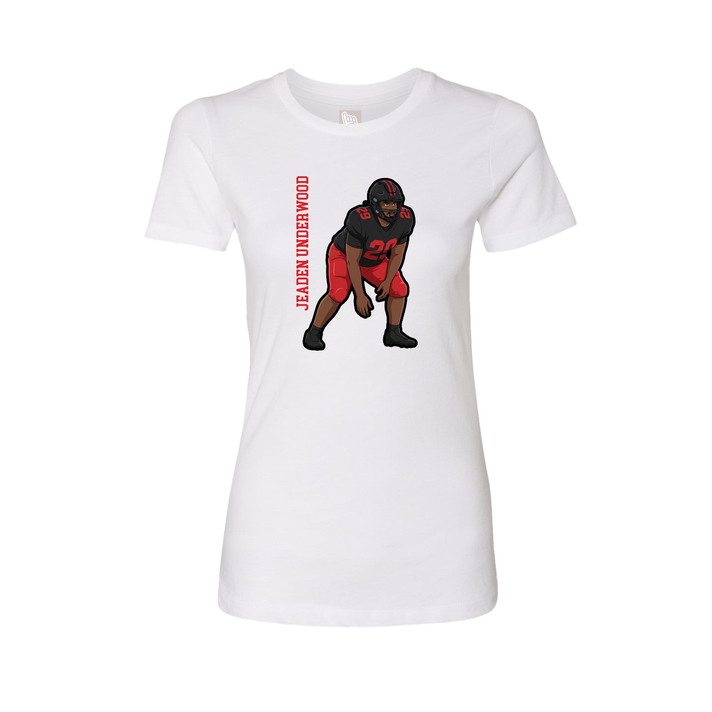 Womens Tee — Name Vertical in White