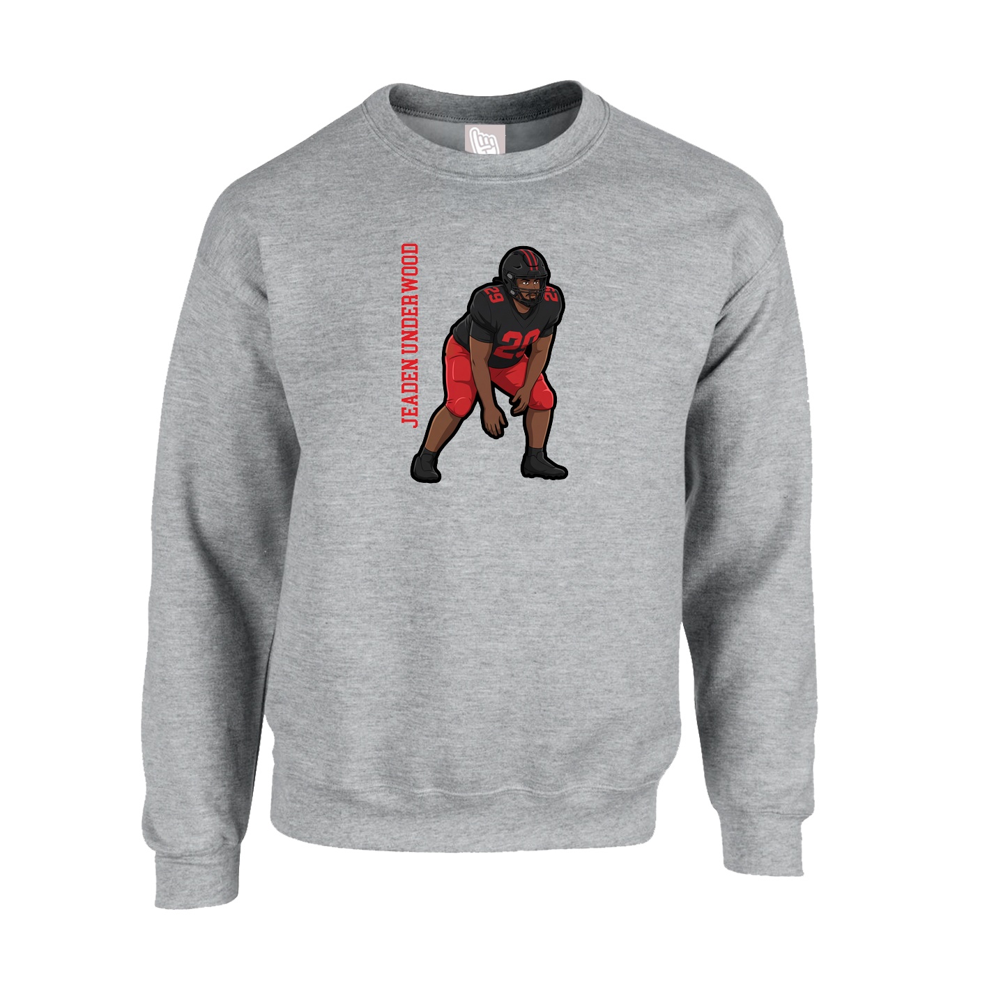 Fleece Crew — Name Vertical in Grey