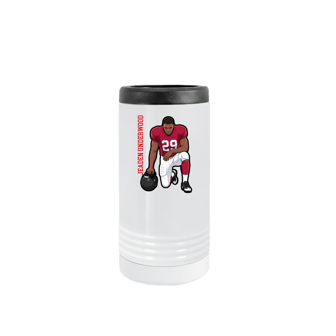 Slim Beverage Holder — Name Vertical in White