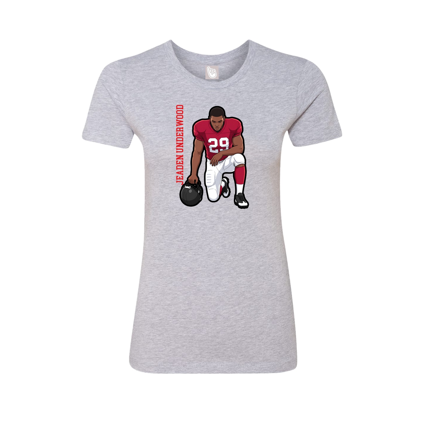 Womens Tee — Name Vertical in Grey