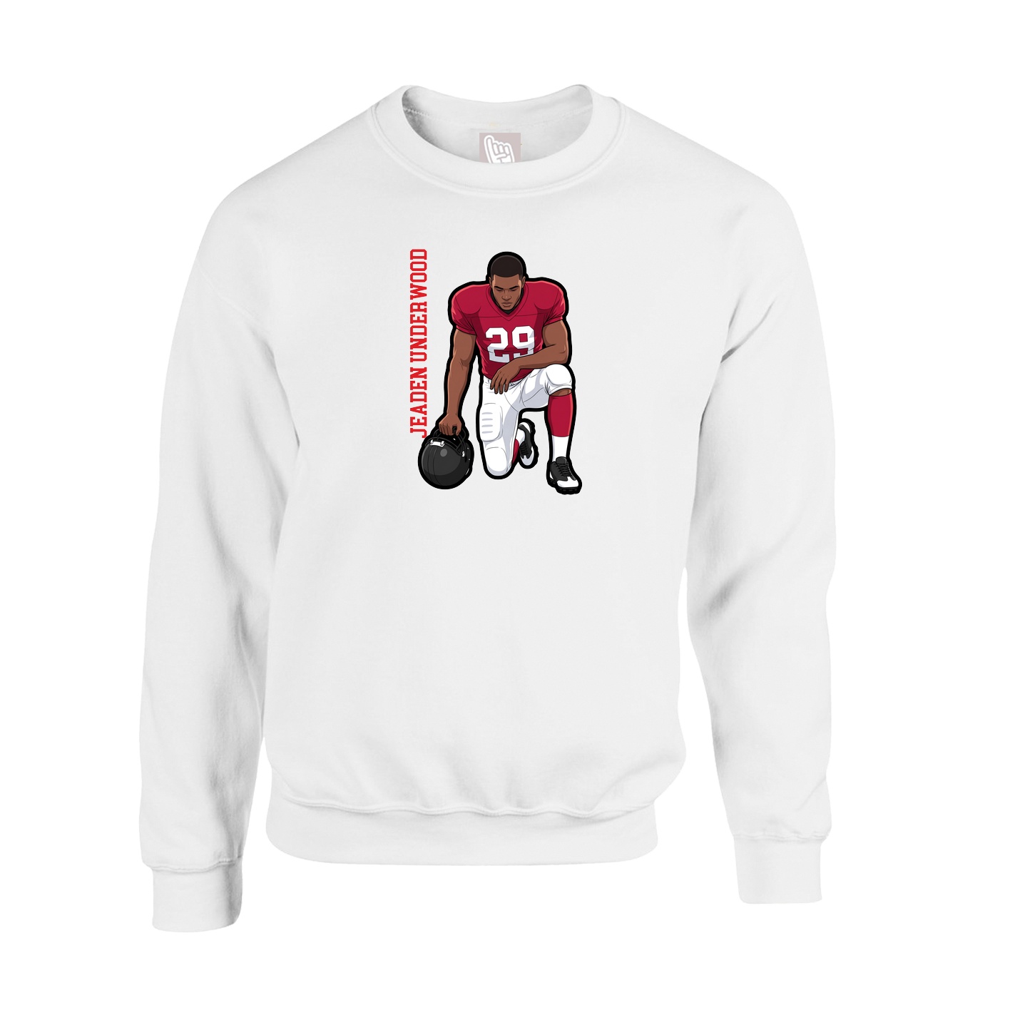Fleece Crew — Name Vertical in White