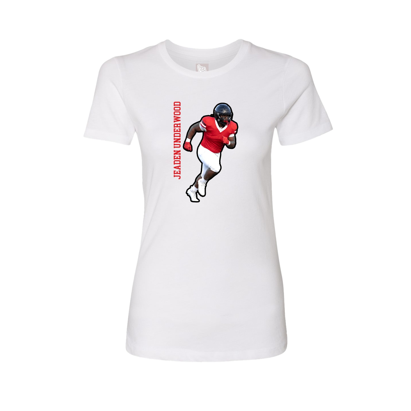Womens Tee — Name Vertical in White