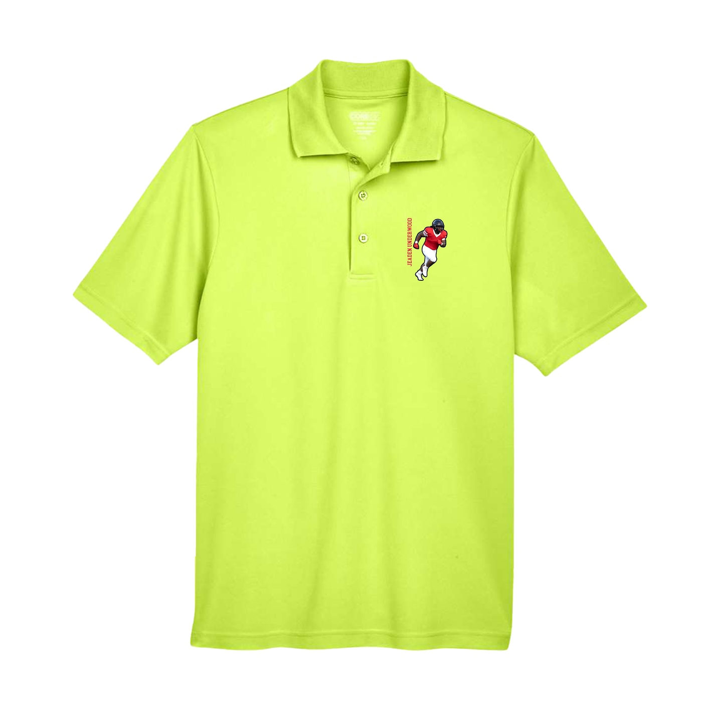 Performance Polo — Name Vertical in Yellow
