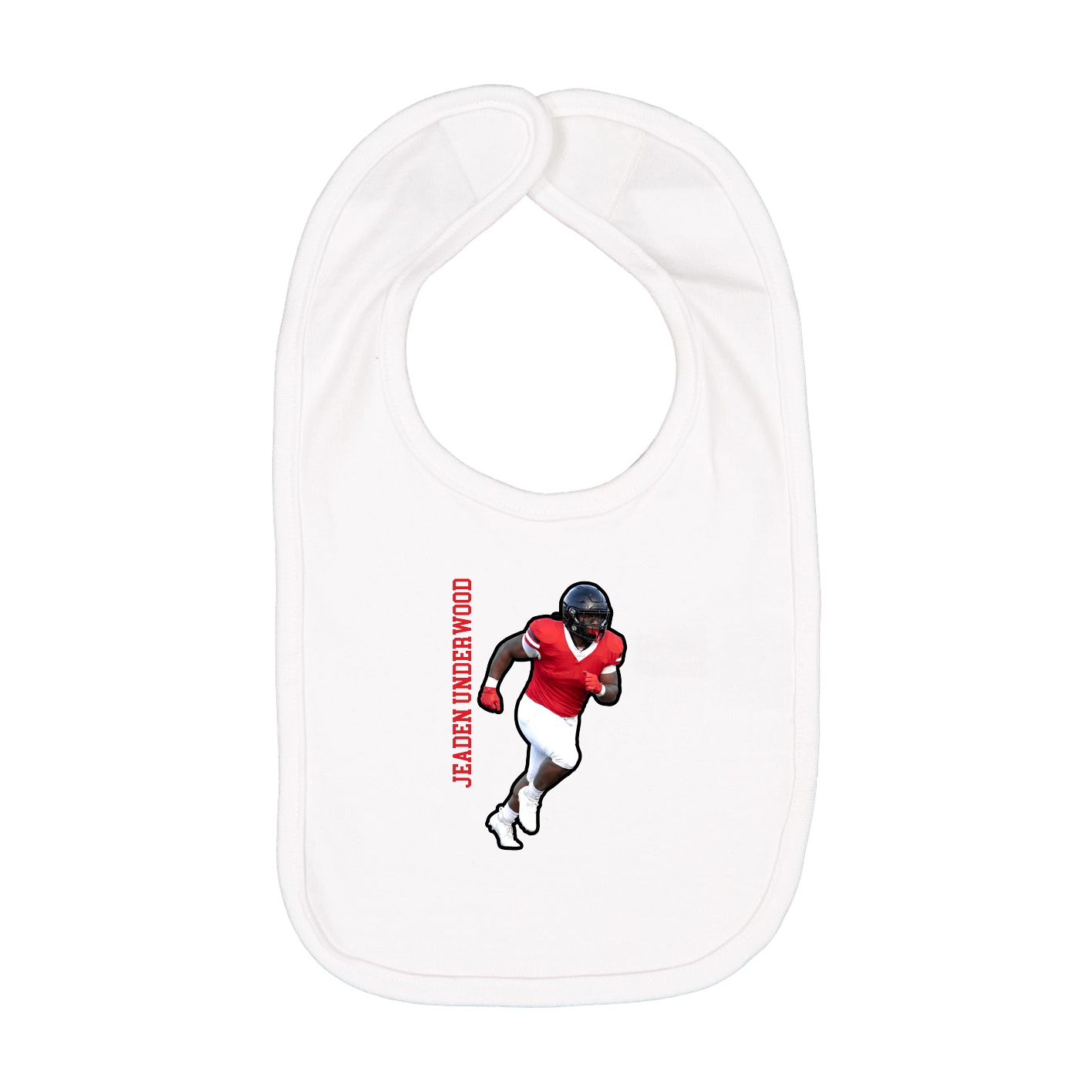 Infant Bib — Name Vertical in White